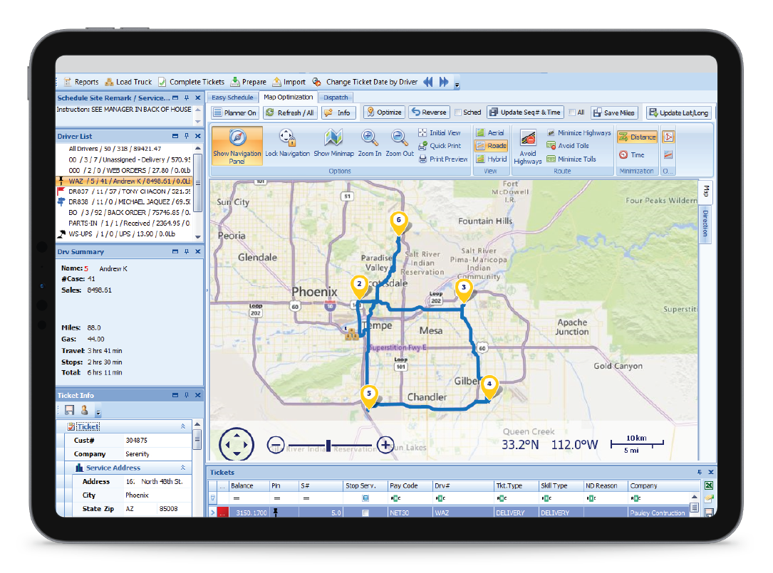 Prism Visual Software Software - PRISM ServQuest™ Route Mapping and Optimization