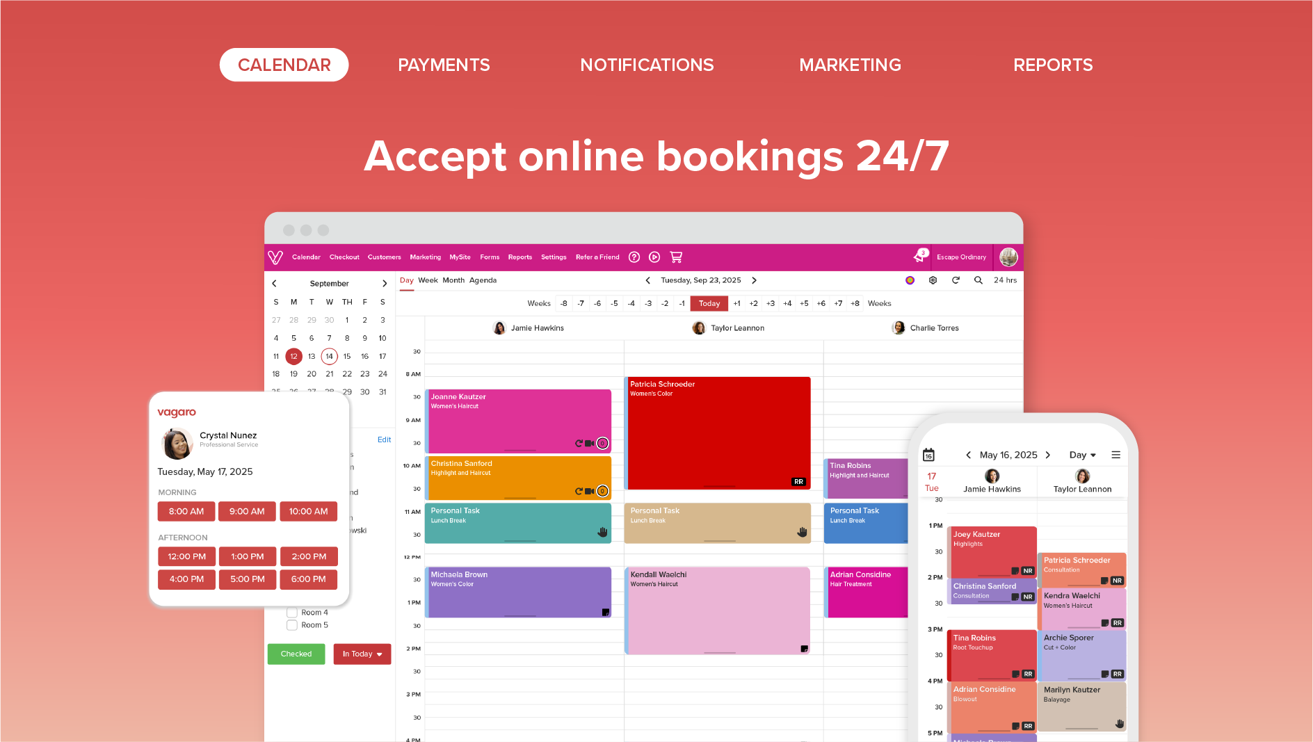 Vagaro Software - Vagaro Accept online bookings 24/7