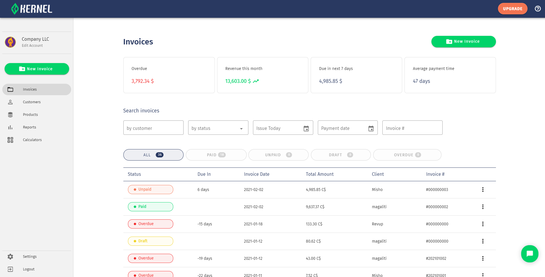 Kernel Software - Kernel search invoices