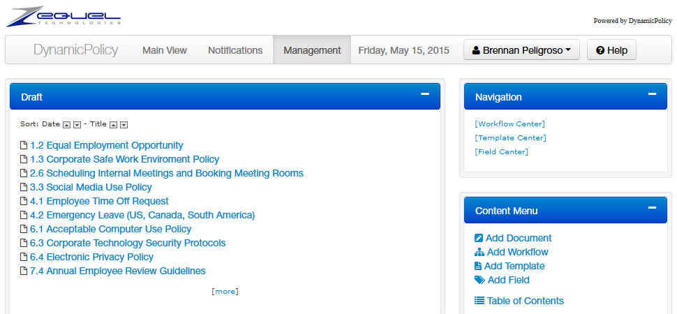 DynamicPolicy document management screenshot