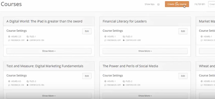 CourseGenius screenshot: Create online courses using inbuilt course authoring tools