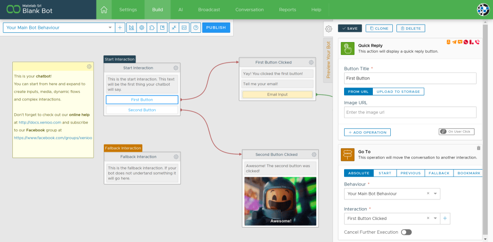 Xenioo chatbot editor