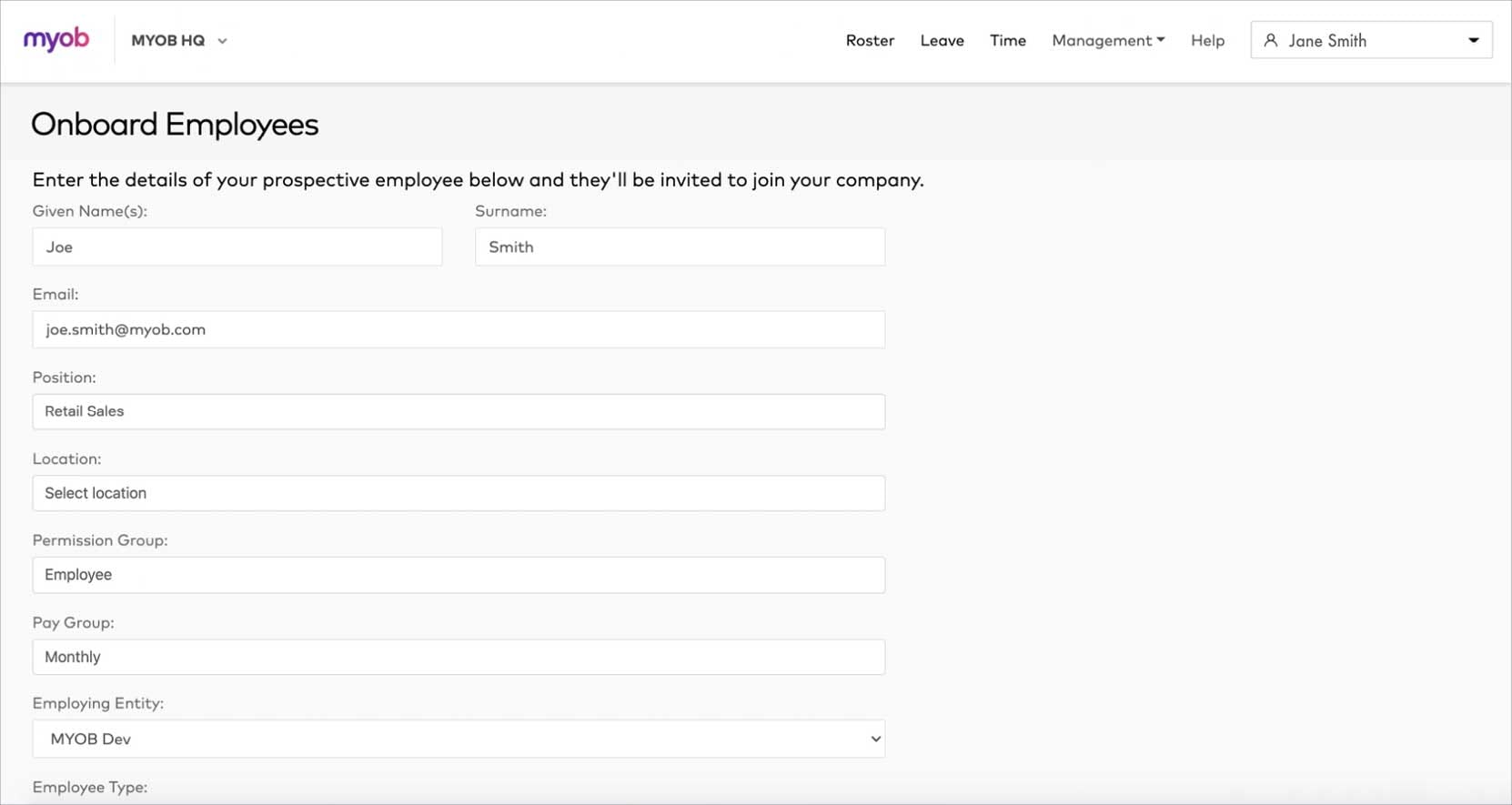 MYOB Advanced People Software - Onboarding.
