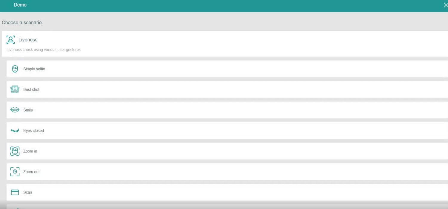 Oz Liveness screenshot: OZ Liveness track gestures