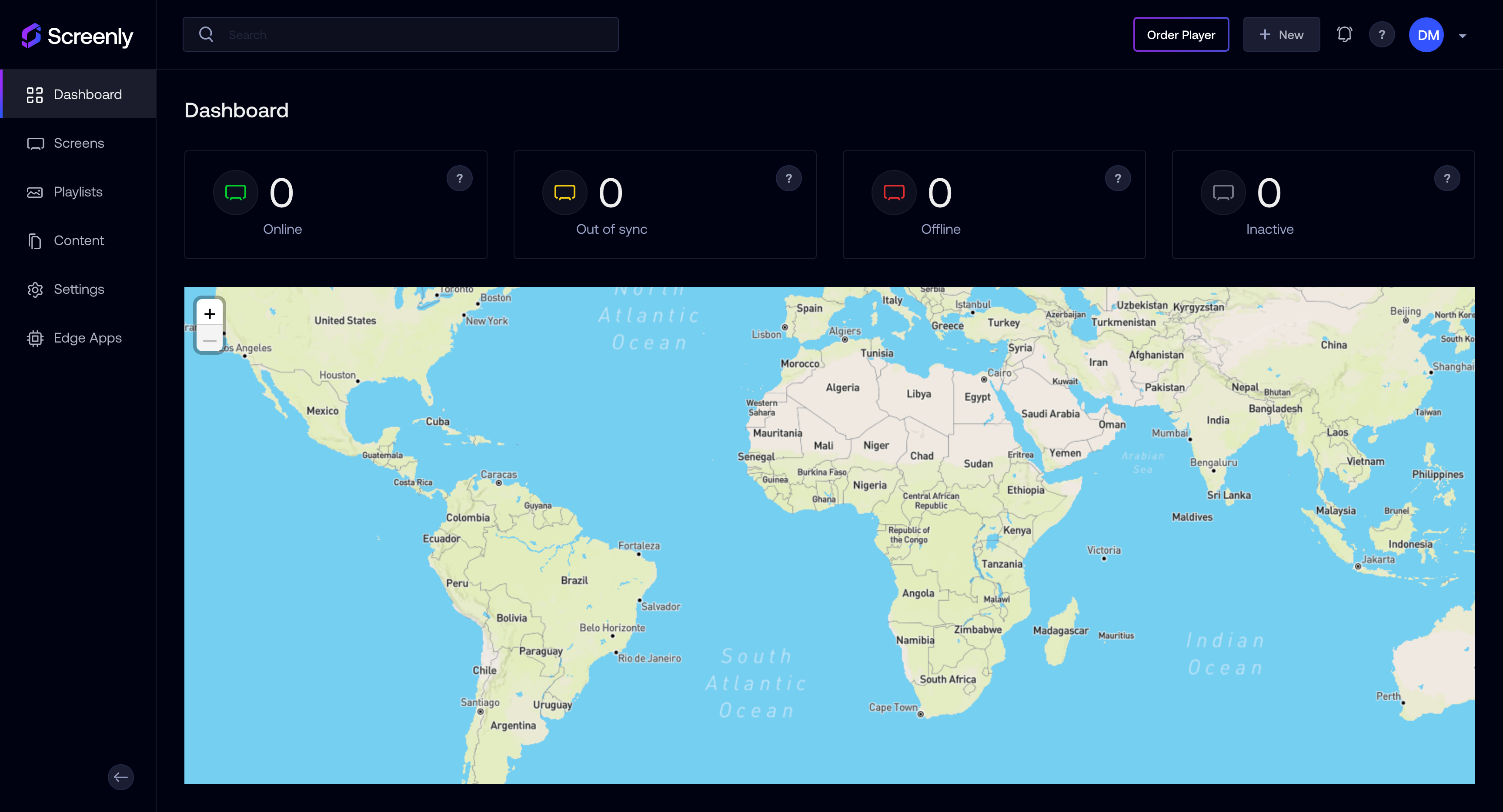 Screenly screenshot: Screenly's Dashboard