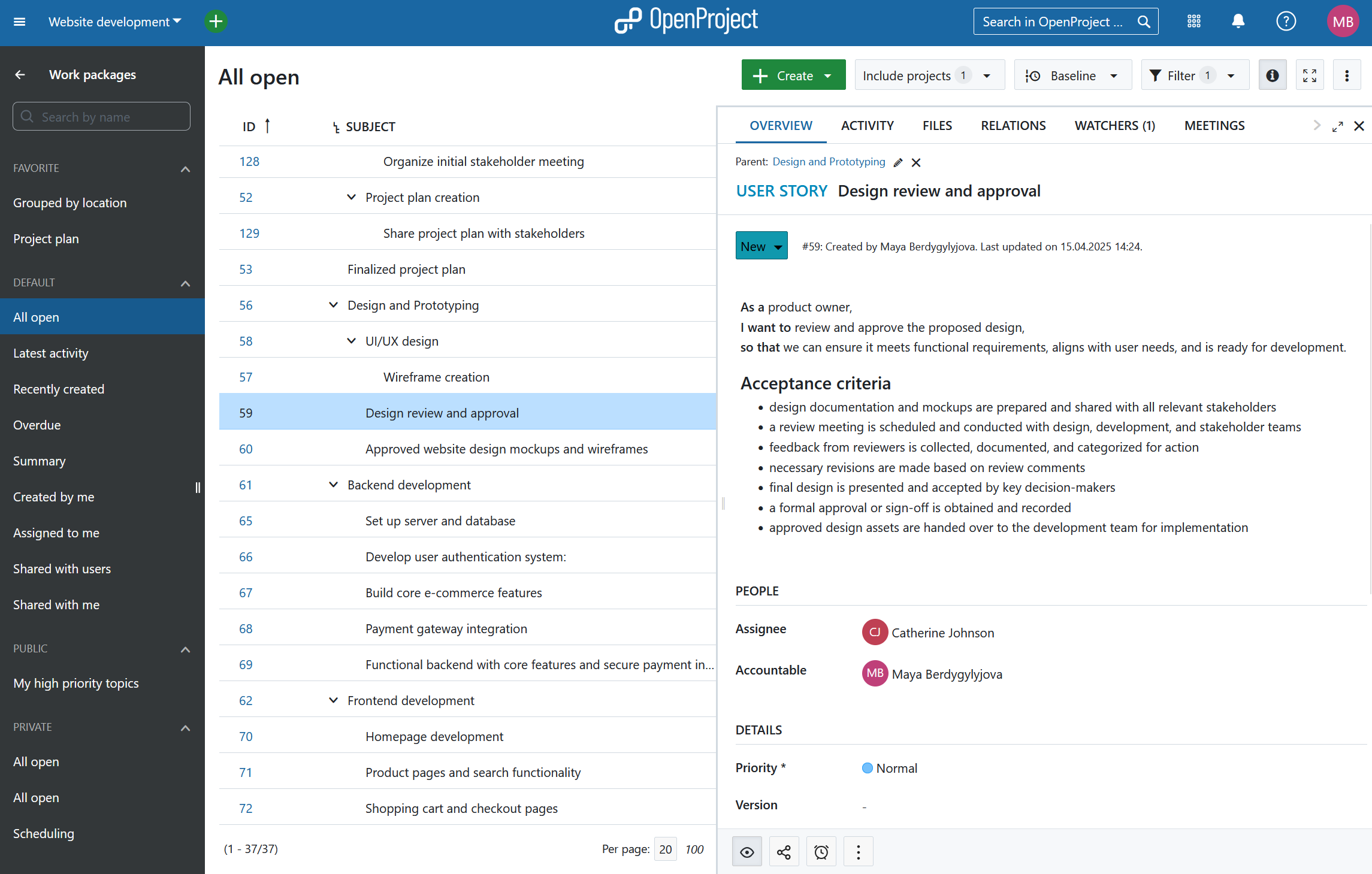 OpenProject Software - 3 - Vorschau