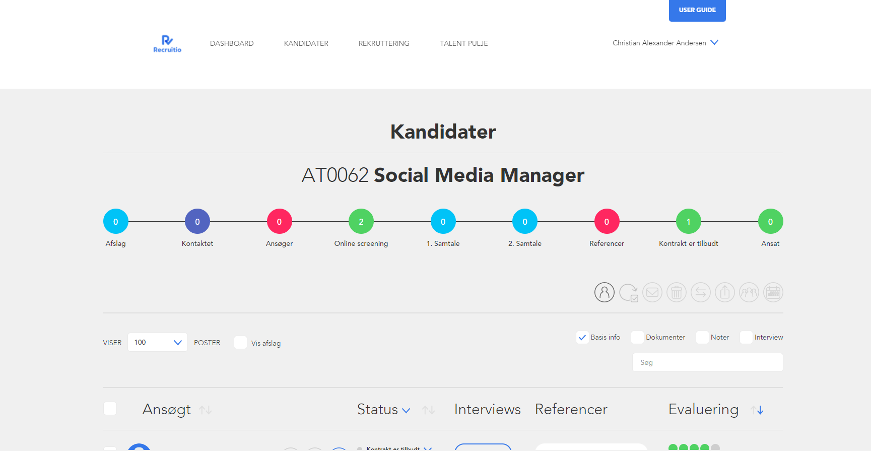 Recruitio ATS Software - Candidate and process overview