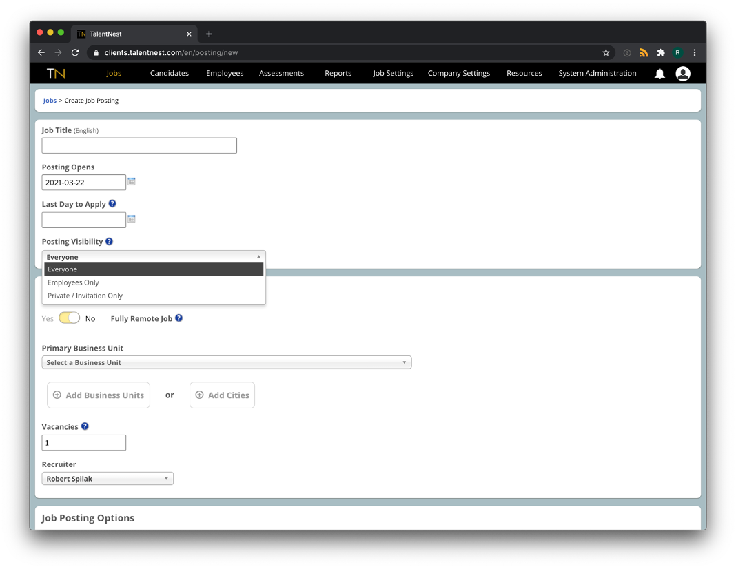 TalentNest screenshot: Post a job to 30+ sources with our 1-click broadcast feature
