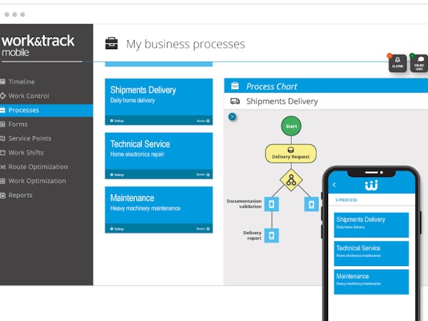 Work&Track Mobile Software - 2- Build your own business processes. Link your forms in their execution order to build your own business processes following their natural or optimal workflow.