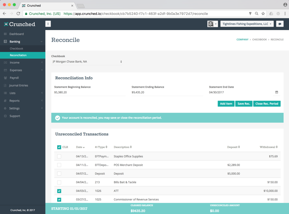 Crunched Software - Error proof bank recs