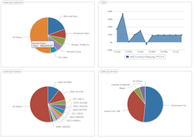 Versa Cloud ERP screenshot: Customizable reporting and business intelligence