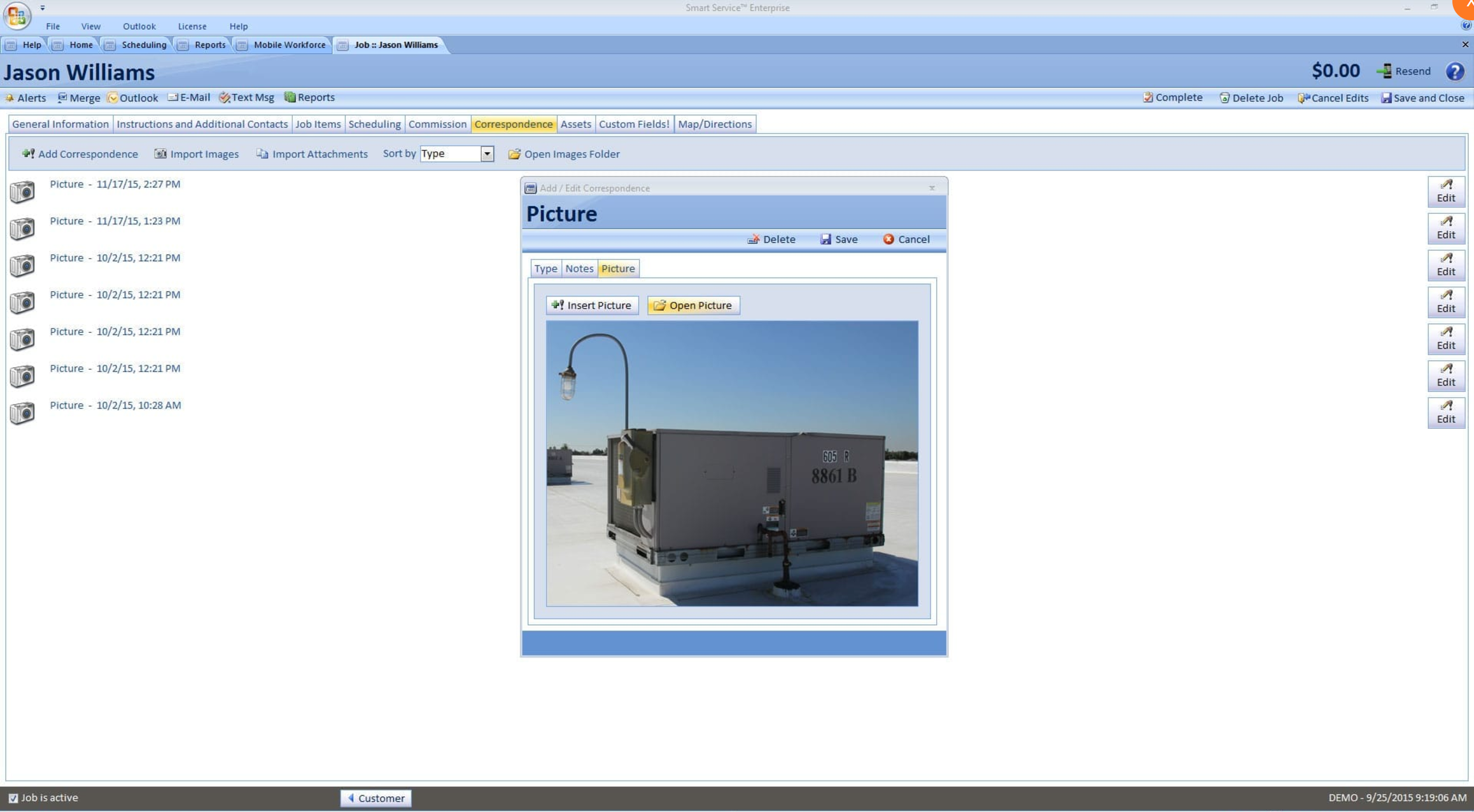 Smart Service Software - Add images to customer records and work orders.