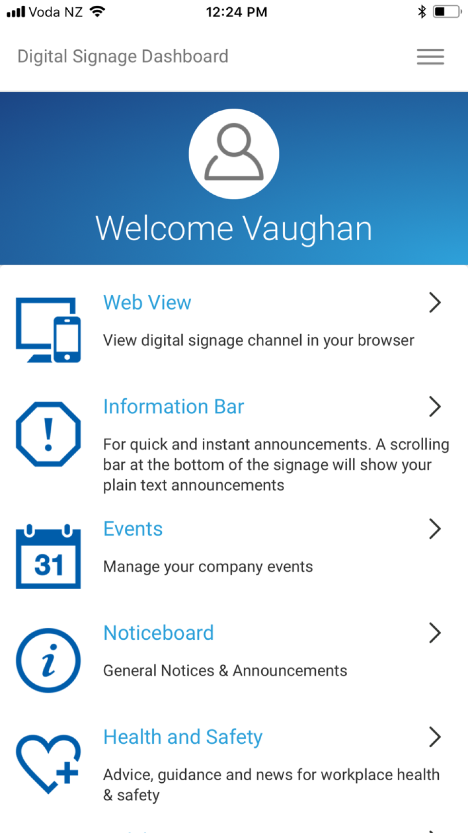 Access Contegro's digital signage dashboard remotely via mobile device