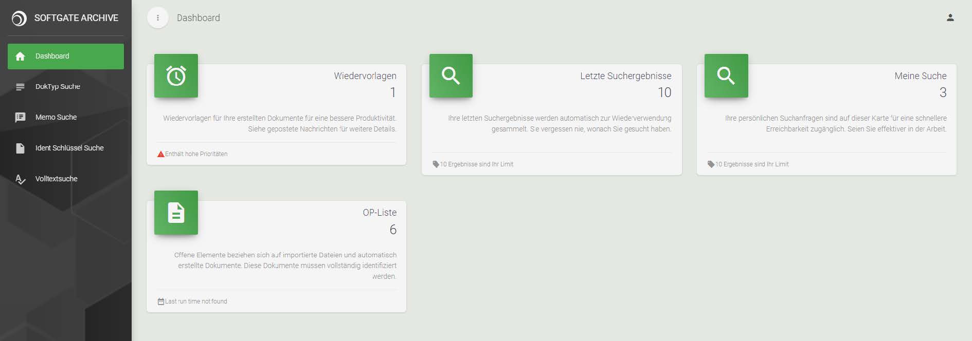 softgate-archiv screenshot: softgate-archiv dashboard