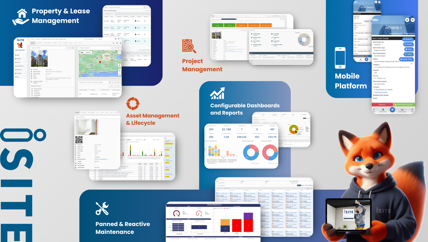 iSite screenshot: Take control of your properties, assets and facilities with iSite's all-in-one management software solution. 

Unify your teams, automate workflows, reduce downtime and get clear visibility of your entire portfolio. 