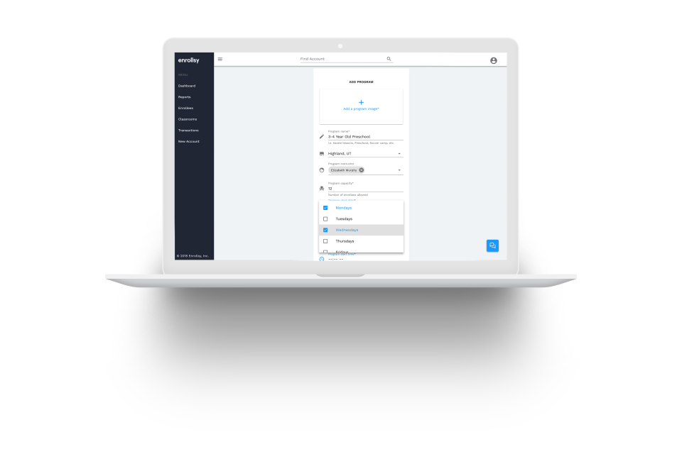 Enrollsy user interface screenshot