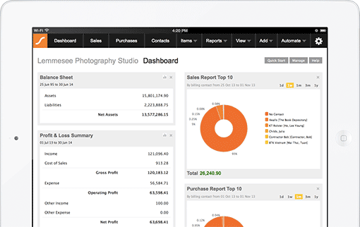 Saasu screenshot: Saasu for iPad