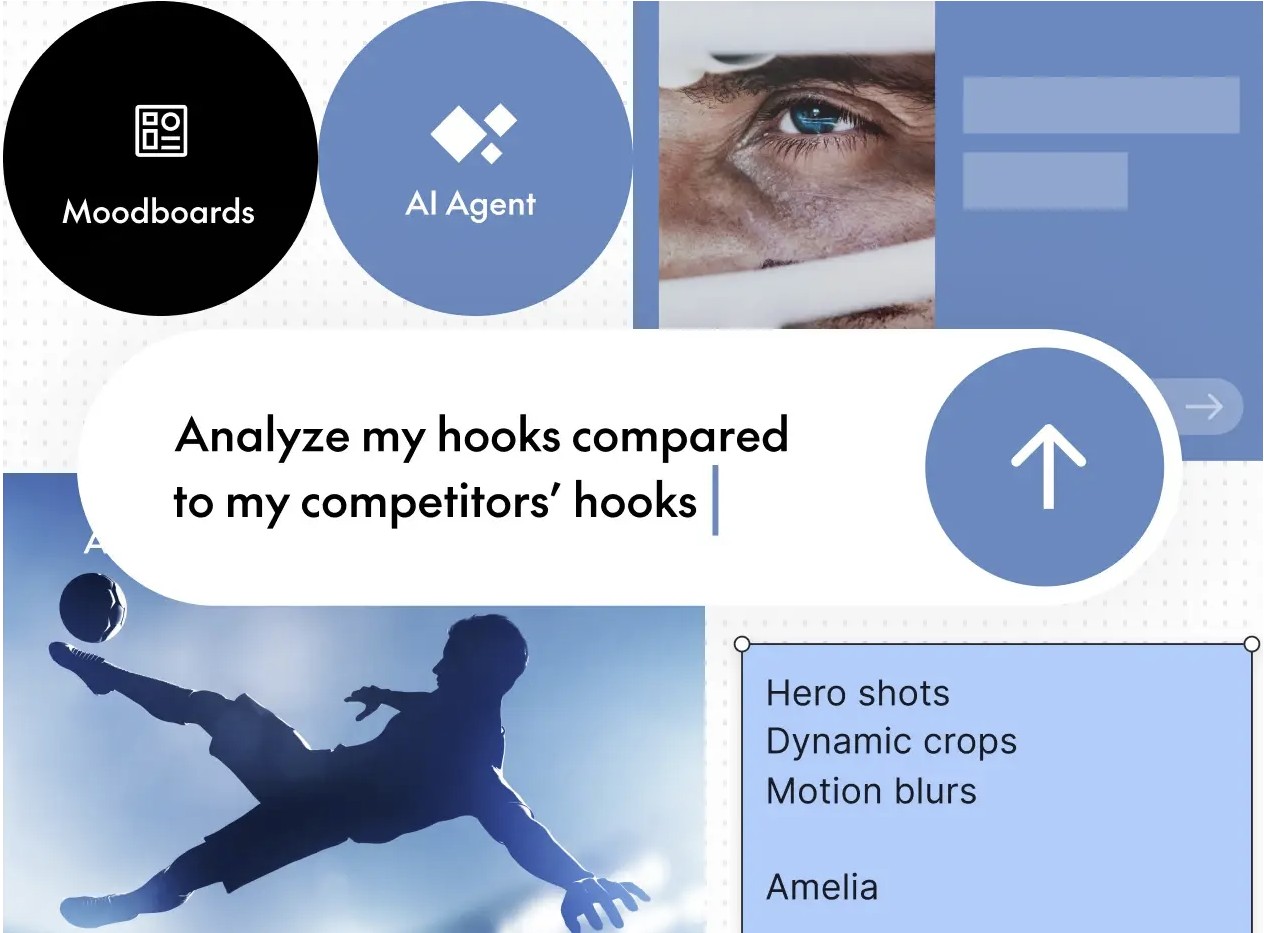 The Brief screenshot: Analyze what's in your market, share inspiration on moodboards and turn research into creative strategy.

- Analyze top-performing campaigns
- Decode brand strategy across platforms
- Save your favorite ads to moodboards
- Generate new hooks and strategy