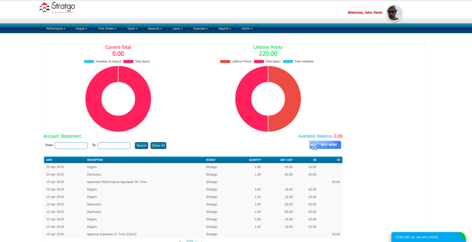 iStratgo Software - iStratgo account statement page screenshot