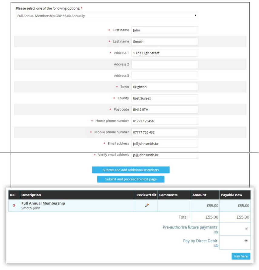 Register and pay online