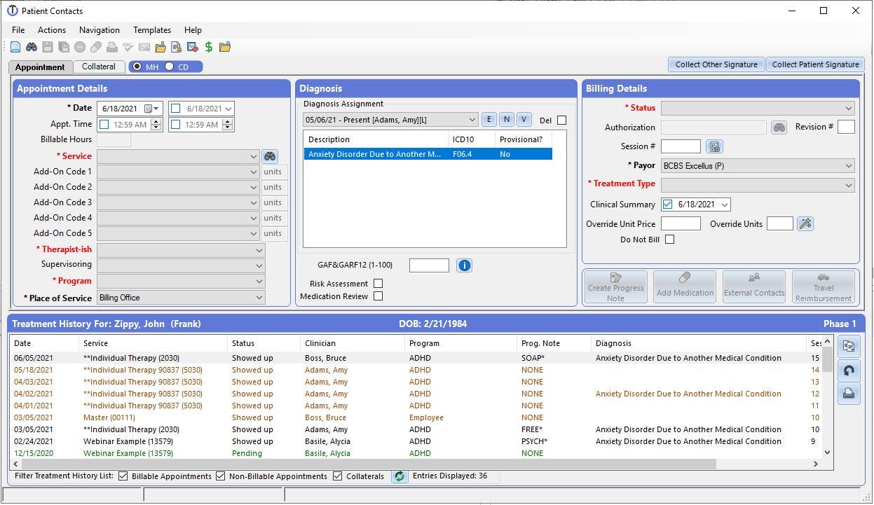 ClinicTracker Software - Patient Contacts