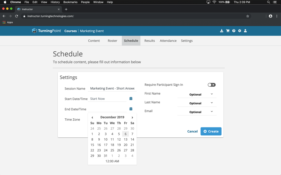 TurningPoint scheduling