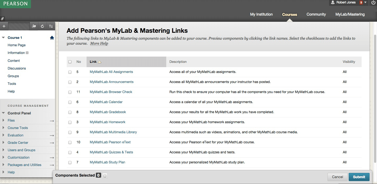 MyLab add courses