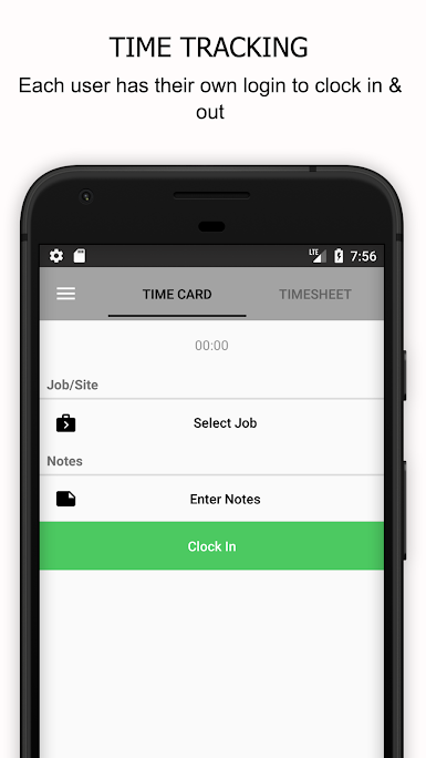 Employees can clock in and out of jobs with the click of a button