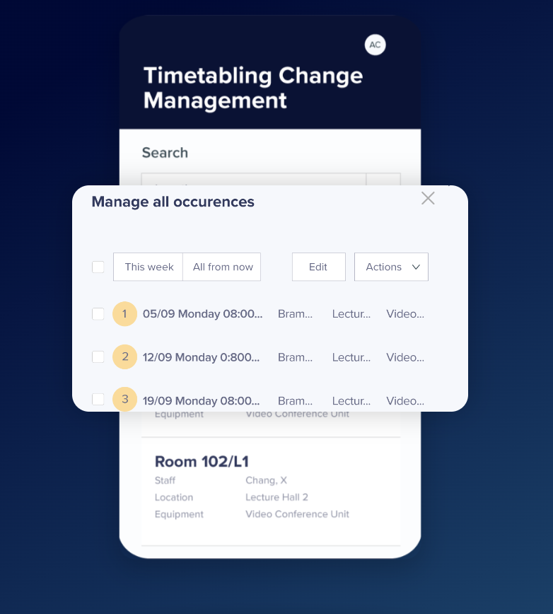 Timetabling & Scheduling change management
