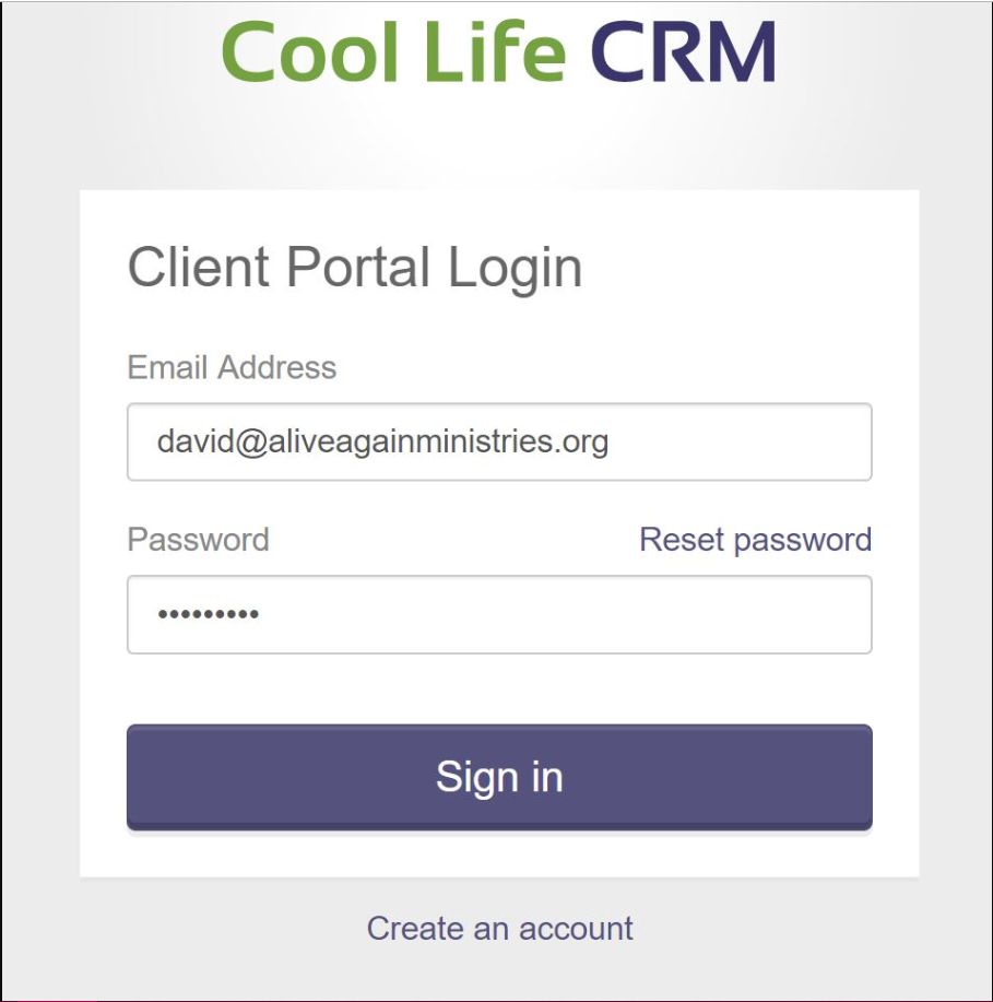 Cool Life CRM client portal login