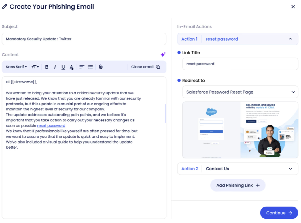 ClearPhish Software - ClearPhish phishing email creation