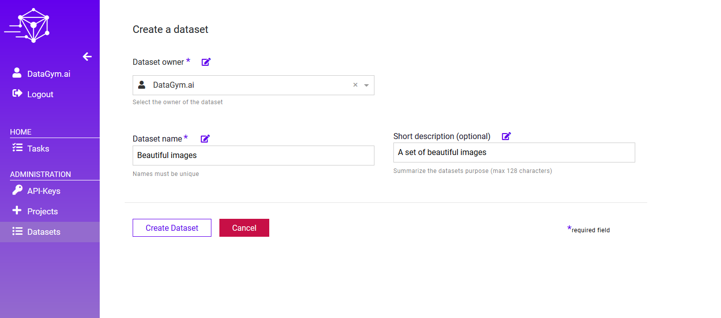 DATAGYM datasheet creation