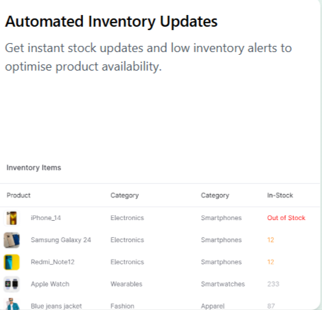 Zopping screenshot: Zopping inventory updates