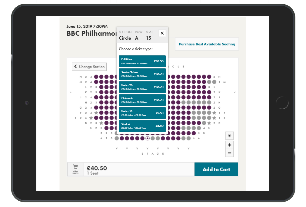 Tessitura Software - Tessitura select your own seat