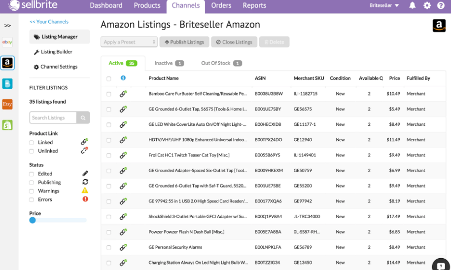 Sellbrite Amazon listing