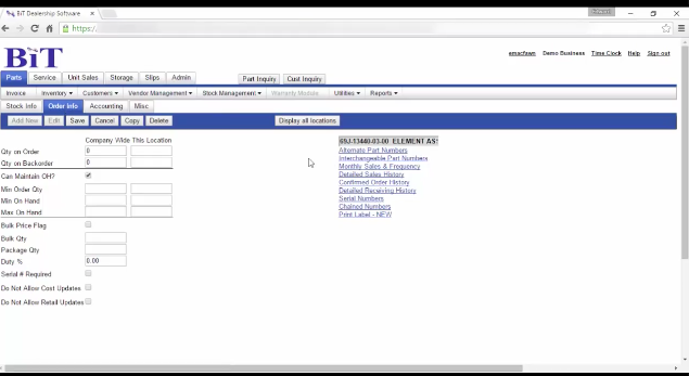 Order information