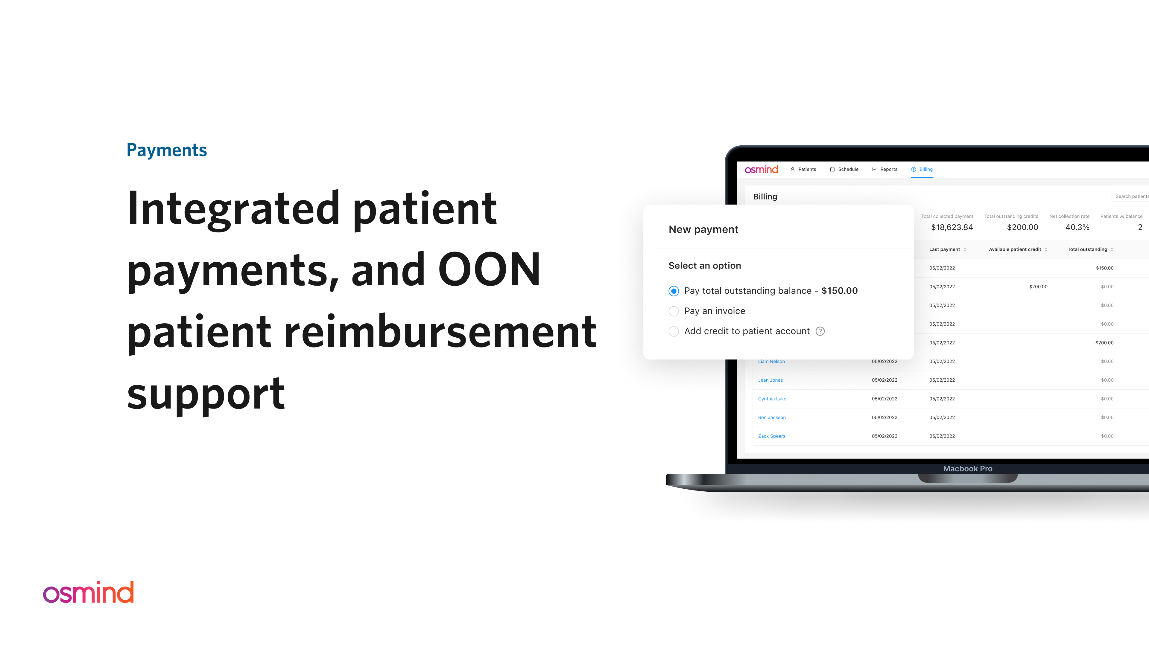 Collect credit card payments at a competitive rate. Generate superbills for your patients to submit for reimbursement—directly through the Osmind app.