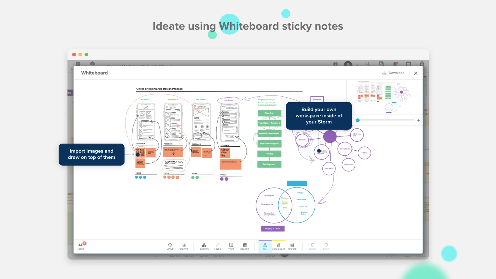 Ideate using Whiteboard sticky notes