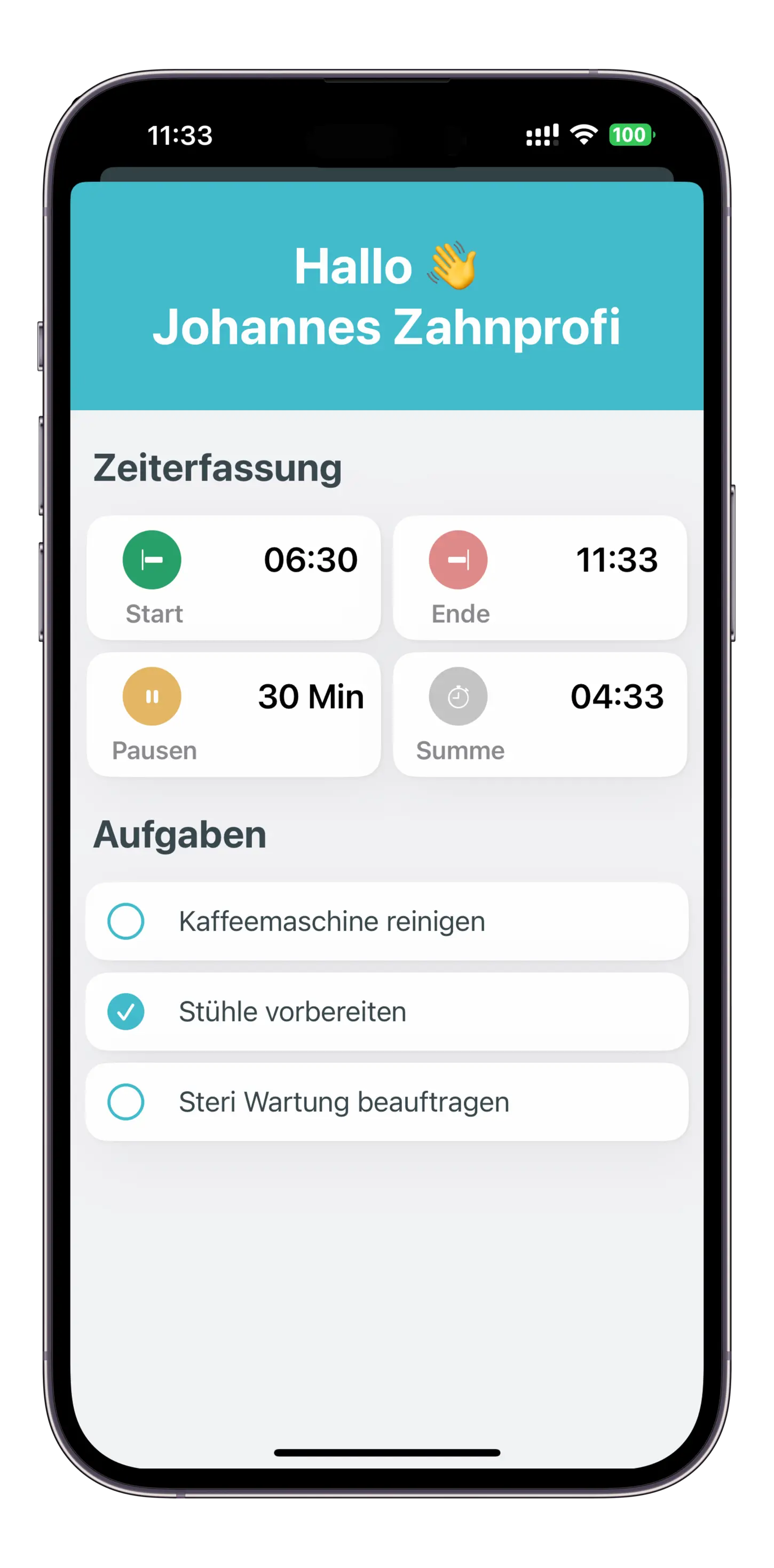 TimeMonkey screenshot: TimeMonkey iOS-App