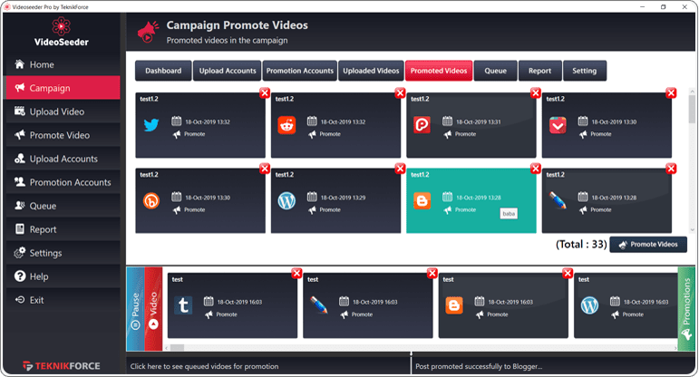 Promote Videos To Multiple Social Networks In One Click