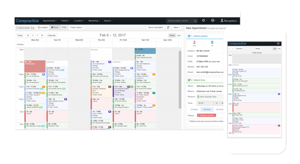 Manage appointments easily via the online calendar