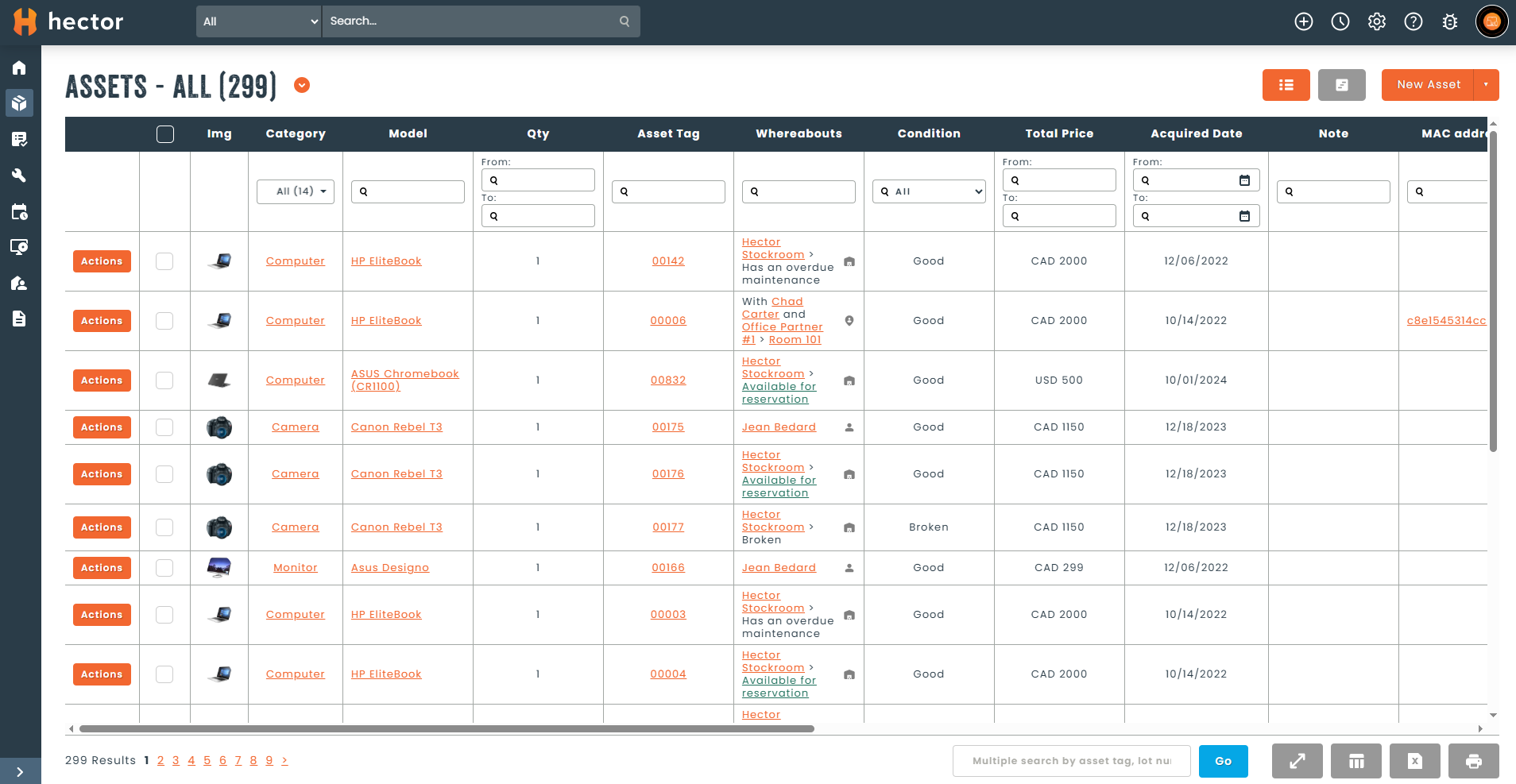 Hector screenshot: View all your assets in one centralized, easily customizable dashboard. 
