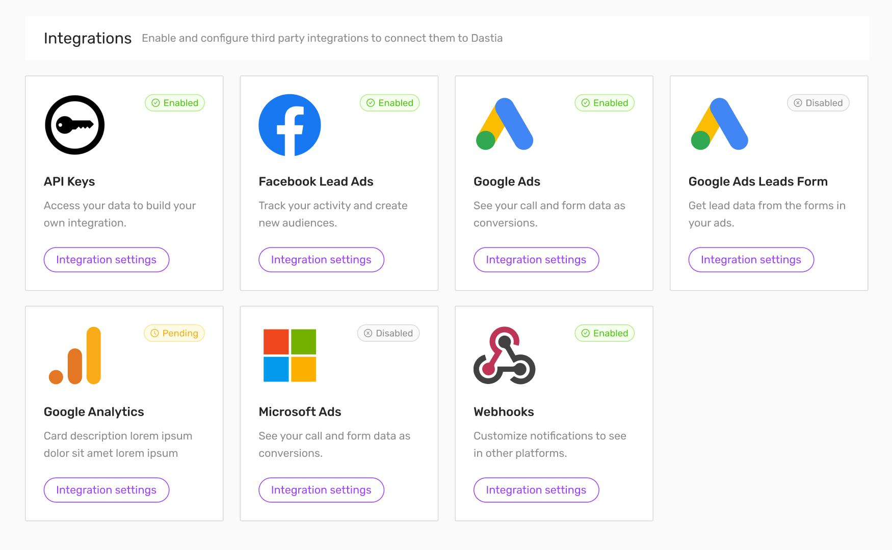 Dastia Software - Integrations