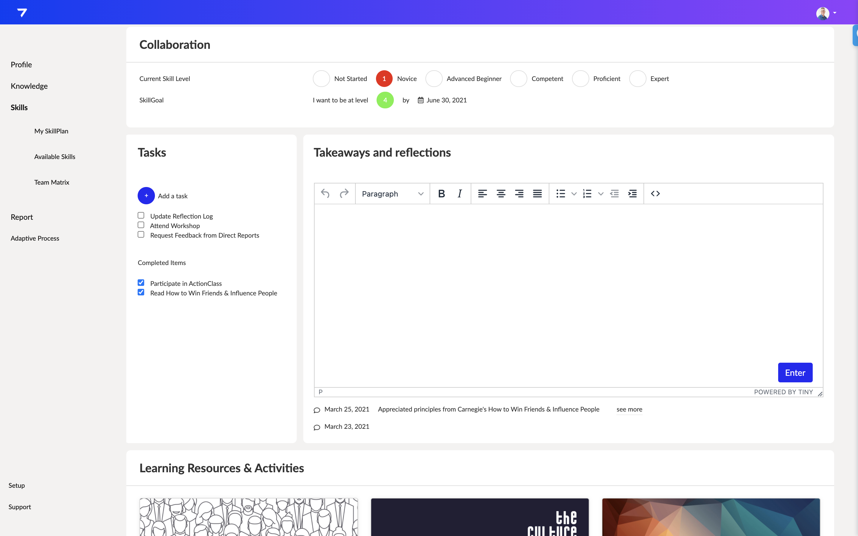 Adaptive screenshot: SkillJournal