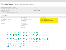 GlobalVision Software - Braille inspection report