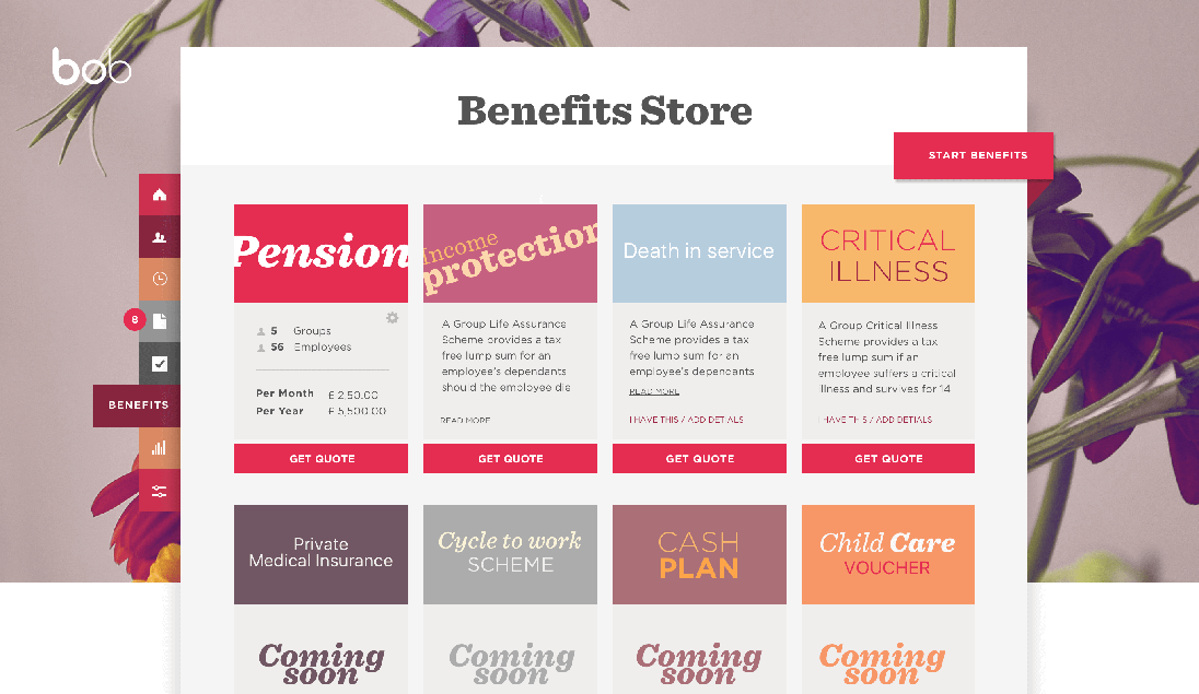 bob Software - Users can manage a range of employee benefits through bob, including automatic pension enrolment