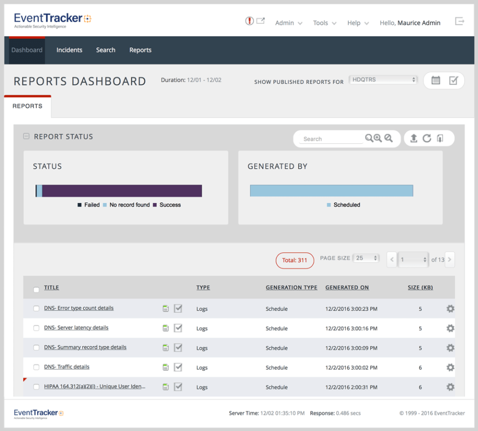 EventTracker: Custom reports