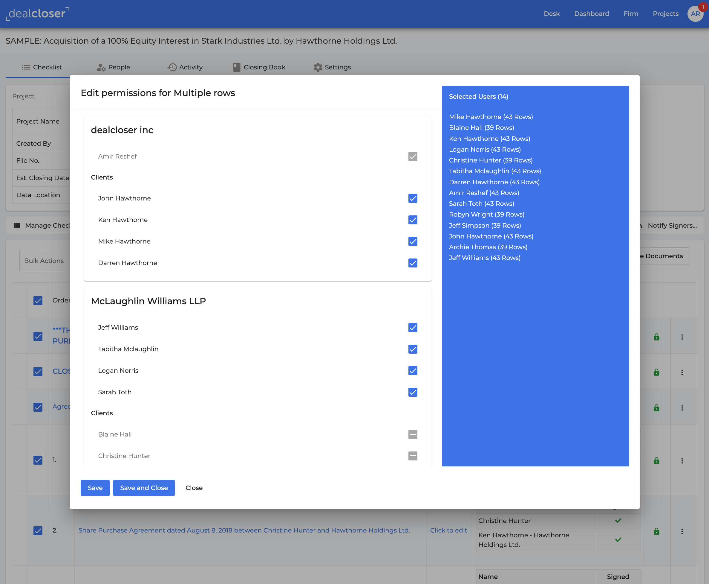 dealcloser Software - Set permissions