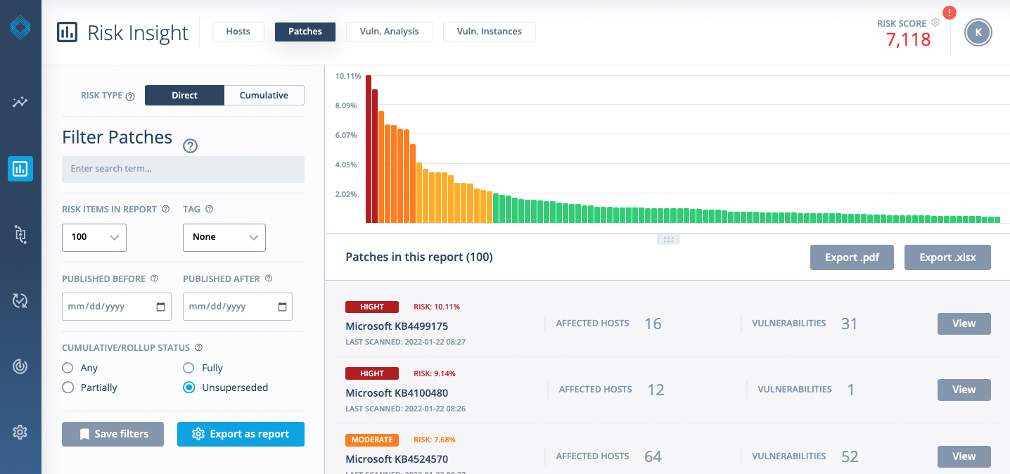 DeepSurface screenshot: Detailed reports