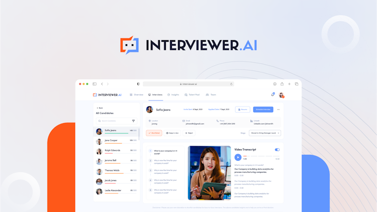 Interviewer.AI screenshot: Interviewer.AI Dashboard page